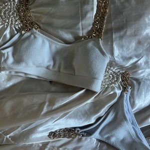 cute chain white bikini
